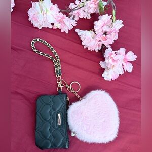 Claire's Black Quilted Pouch with Gold Zipper